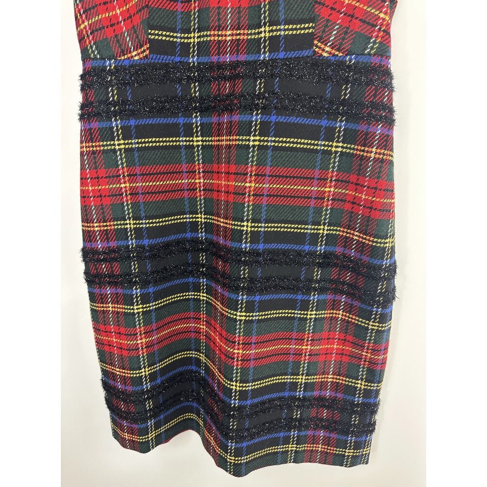 J.Crew Holiday Tartan Sheath Shift Dress Sleeveless Tweed Lace Red Plaid Size 8 - Picture 7 of 16